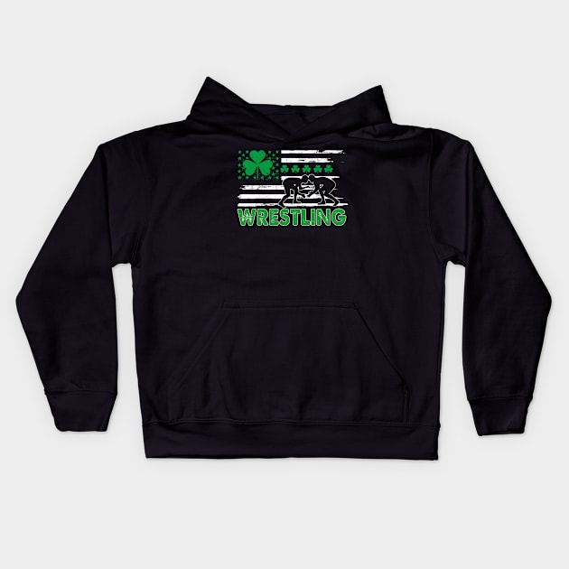 St Patrick's Day - Wrestling USA Flag Kids Hoodie by Komlin